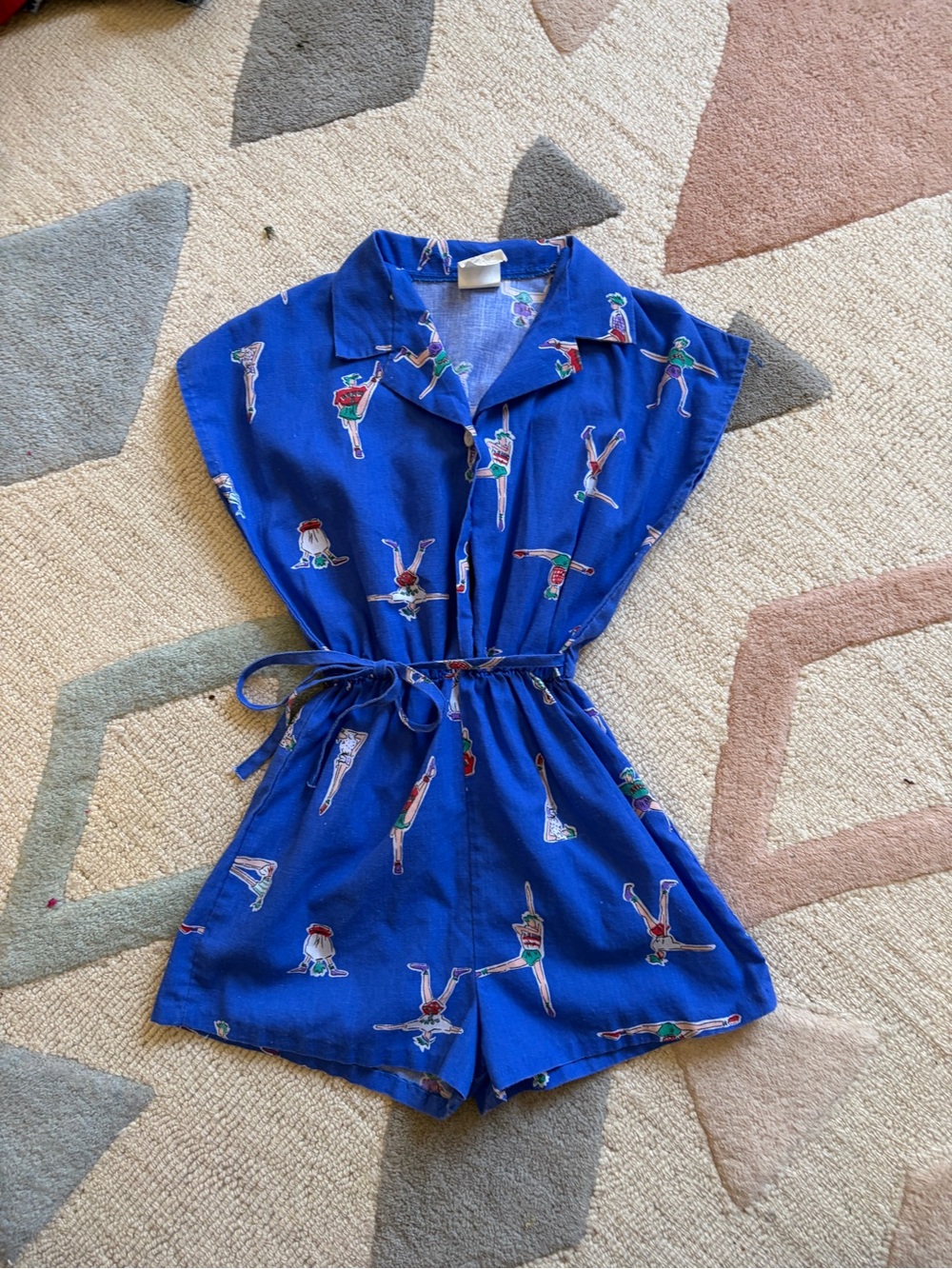 Vintage Blue Novelty print Romper